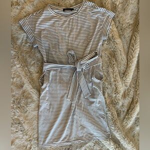 Striped Blue and White Belted Dress